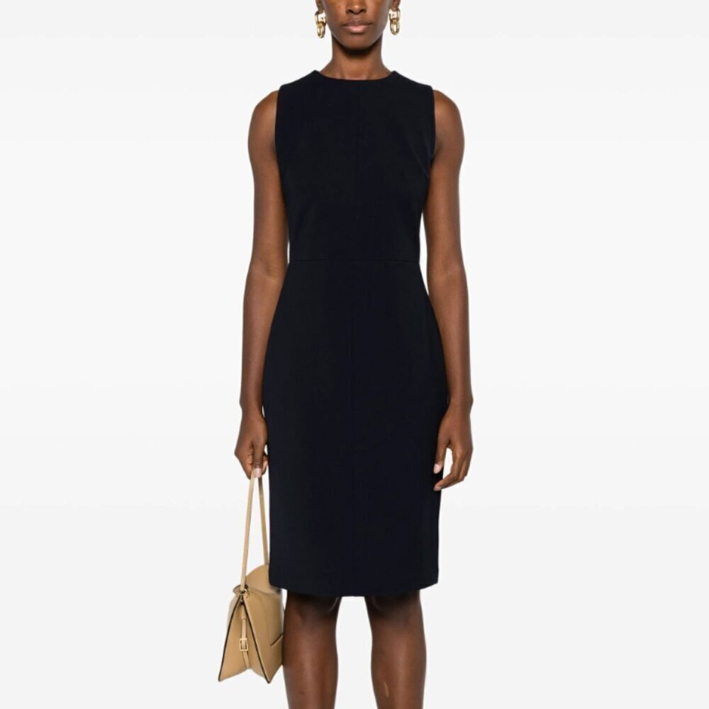Vince Black Midi Dress Viscose Blend Sleek Modest Business Formal Event LBD XS - Picture 1 of 11